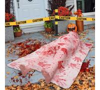 XIMISHOP Décoration de cadavre d'Halloween - 12,9 cm - Avec ruban d'avertissement - Horreur - Gonflable - Faux cadavre pour Halloween - Intérieur et extérieur - Cimetière hanté - Décoration de jardin