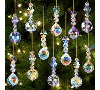XIMISHOP Lot de 12 boules de cristal de 22 mm pour sapin de Noël, prisme de Noël, boules en verre de cristal à suspendre pour sapin de Noël, décorations attrape-soleil, décorations de fête de mariage