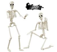 XIMISHOP Lot de 2 squelettes d'Halloween - Accessoires de maison hantée - 90 cm - Squelette en plastique - Articulations mobiles - Décoration pour Halloween, l'intérieur, la maison, le patio, le