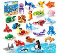 XIMISHOP Lot de 25 mini blocs de construction d'animaux pour enfants, jouets de construction océaniques pour enfants, récompenses, cadeaux d'échange de butin