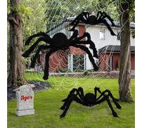 XIMISHOP Lot de 3 araignées décoratives d'Halloween