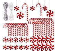 XIMISHOP Lot de 48 décorations de Noël à Suspendre en Forme de Canne à Sucre d'orge de Noël - Décorations torsadées en Plastique pour décoration d'intérieur et d'extérieur (Rouge et Blanc)