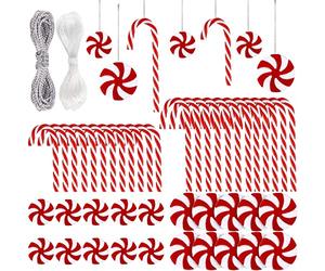 XIMISHOP Lot de 48 décorations de Noël à Suspendre en Forme de Canne à Sucre d'orge de Noël - Décorations torsadées en Plastique pour décoration d'intérieur et d'extérieur (Rouge et Blanc)