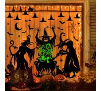 XIMISHOP Lot de 6 autocollants pour fenêtre d'Halloween - Grand horreur - Sorcière et araignée d'Halloween - Pour miroirs