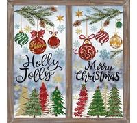 XIMISHOP Lot de 6 feuilles d'autocollants de Noël réutilisables en PVC double face pour fenêtre de Noël