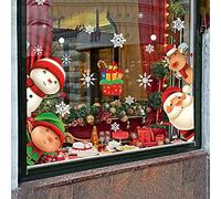 XIMISHOP Lot de 82 autocollants de fenêtre de flocon de neige de Noël pour verre, décorations de Noël intérieures, décorations de Noël, flocons de neige de Noël, Père Noël, renne autocollants pour