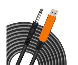 XIMIZU Câble USB de guitare, interface USB 6,35 mm, prise mono TS plaqué or, câble d'enregistrement compatible avec Windows Mac pour guitare, basse et plus (câble de jeu noir)