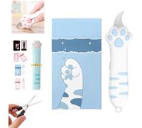 Ximlc Coupe-boîte en Forme de Patte de Chat, Couteau rétractable à Griffes de Chat, Coupe-Papier Mignon for boîte de Chat, Mini Coupe-boîte Rose Mignon, Couteau Coupe-Carton for Chat for Femme(Blue)