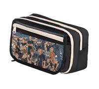 Ximman Trousse à crayons Tobio Kageyama Anime Shoyo Hinata Kuroo Tetsurou Pen Punch Anime Cartoon 3D Imprimé Grande trousse de rangement étudiant saison scolaire Cadeau pratique, noir 1, 21x8x13cm