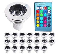 xin da xin Lot de 20 ampoules LED GU10 RVB à changement de couleur blanc chaud à intensité variable 3 W 180 lm avec télécommande infrarouge pour applique murale, rail et plafond encastré