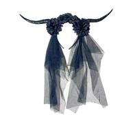 XINAJUND Serre-tête d'Halloween avec corne antilope Dark Series Fleur Bandeau avec voile Thème Fête Chapeaux Festival Accessoires Hairband