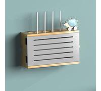 XINBALOVE Boîtes de Rangement de routeur WiFi, Cache Box Internet,boîte de Couverture de Prise en Bois, étagère de décodeur sans Trou fixée au Mur-Type A||4