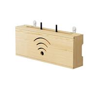 XINBALOVE Routeur WiFi Boîte De Rangement Étagère Murale en Bois Massif Alimentation Lumière Cat Plug Row Hub Board Finition Boîte De Rangement,Cache Box Internet- Log Color||40cm