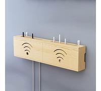 XINBALOVE Routeur WiFi Boîte De Rangement Étagère Murale en Bois Massif Alimentation Lumière Cat Plug Row Hub Board Finition Boîte De Rangement,Cache Box Internet- Log Color||60cm