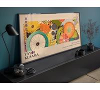 XINBAO Affiche de l'exposition Yayoi Kusama : Estampe d'art floral japonais, art mural sur toile, affiches et impressions panoramiques, décoration murale pour la maison (90 x 180 cm/sans cadre)