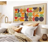 XINBAO Affiche d'exposition Bauhaus : Impression sur toile géométrique. Peinture horizontale étroite. Décoration de lit grand format. Tableau mural (70 x 140 cm/cadre intérieur)