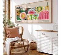 XINBAO Affiche d'exposition inspirée de Yayoi Kusama (Japon), panoramique. Décoration de lit horizontale sur toile étroite (20 x 40 cm avec cadre intérieur).