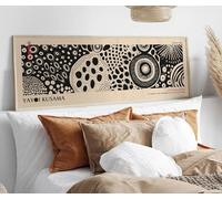 XINBAO Affiche florale noire style Kusama : Grande impression murale japonaise. Toile murale. Peinture horizontale étroite. Décoration de lit (35 x 105 cm/Sans cadre)