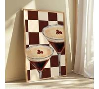 XINBAO Affiche rétro de cuisine expresso martini, bar, cocktail, peinture vintage, impression sur toile, image murale minimaliste, décoration d'intérieur (70 x 100 cm, sans cadre)
