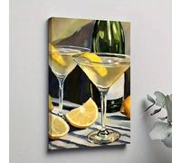 XINBAO Affiche sur toile, cocktail Martini au citron, décoration murale pour chambre, salon, couloir (50 x 75 cm, cadre intérieur)