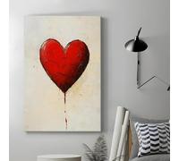 XINBAO Affiche sur toile, peinture murale rustique en forme de cœur rouge pour la Saint-Valentin, pour chambre, salon, couloir, décoration (40 x 60 cm, cadre intérieur)