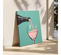 XINBAO Affiche sur toile représentant un vin rosé versé dans un verre, décoration murale pour chambre à coucher, salon, couloir (80 x 120 cm, cadre intérieur)
