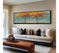 XINBAO Arbres à argent, tableau sur toile horizontal étroit, art paysager horizontal large, impression sur toile encadrée pour bureau, halls (40 x 120 cm/cadre intérieur)