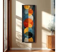 XINBAO Art géométrique du milieu du siècle, toile verticale, grands cercles étroits orange et turquoise, décoration murale rétro, affiches vintage (40 x 120 cm/sans cadre)