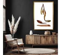 XINBAO Art minimaliste de postures de yoga aux tons naturels, peinture aquarelle sur toile pour la sérénité et l'équilibre, affiches et impressions (30x40cm/cadre intérieur)
