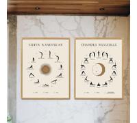 XINBAO Boho Yoga Salutation au Soleil et Salutation à la Lune Art Céleste Toile Peinture Affiches et Impressions Studio de Yoga Décoration Murale 50x70cmx2 Sans Cadre