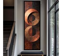 XINBAO Cercles texturés, impression botanique aux couleurs neutres, style botanique vintage, toile murale longue et étroite pour décoration contemporaine (30 x 90 cm, sans cadre)