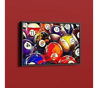 XINBAO Décoration murale billard, Impression sur toile boules de billard, Décoration salle de jeux, Décoration pub, Poster billard, Peinture d'art billard vintage (21x30cm/sans cadre)