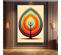 XINBAO Décoration murale bohème, toile murale représentant un anneau d'arbre, peinture d'anneaux de souche d'arbre, décoration rustique de ferme, affiches d'arbres (80 x 110 cm/sans cadre)