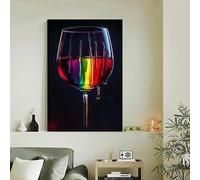 XINBAO Décoration murale moderne en verre à vin : rouge, violet, rose, jaune, vert, bleu, orange et noir - Décoration pour cuisine et salle de bain (30 x 40 cm, sans cadre)