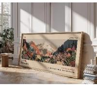 XINBAO Estampe sur toile de Yayoi Kusama, paysage floral japonais - Affiche moderne. Décoration de lit horizontale, tableau étroit (70 x 140 cm, sans cadre)