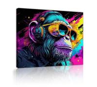 XINBAO Gorille portant un casque Graffiti Peinture Colorée Thème Animal Toile Art Mural Pop Art Décoration Murale Abstraite Toile Affiche 40x60cm Avec Cadre