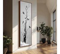XINBAO Grande toile imprimée, tableau vertical d'oiseaux, peinture abstraite d'animaux aux branches fines, décoration intérieure (30 x 90 cm, sans cadre)