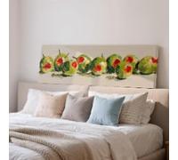 XINBAO Illustration d'olives vertes, impression sur toile panoramique grand format, rangée d'olives farcies dénoyautées, décoration de cuisine méditerranéenne (35 x 105 cm/cadre intérieur)