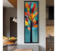 XINBAO Impression botanique d'arbre aux couleurs neutres, style botanique vintage, toile murale longue et étroite pour maison contemporaine (20 x 60 cm/cadre intérieur)