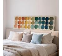 XINBAO Impression de cercles style milieu du siècle, palette de couleurs, toile panoramique grand format, œuvre encadrée horizontale, décor géométrique aux tons naturels (70 x 210 cm/cadre intérieur)