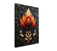 XINBAO Impression sur toile abstraite de fleur de lotus, effet vitrail mosaïque, art mural floral moderne, peinture bohème, décoration d'intérieur zen 60 x 90 cm avec cadre