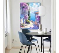 XINBAO Impression sur toile abstraite de paysage marin méditerranéen, art décoratif, peinture de paysage marin, affiche sur toile, grande œuvre d'art murale 21 x 30 cm avec cadre