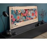 XINBAO Impression sur toile florale inspirée de Yayoi Kusama : Art japonais, affiches et peintures, œuvre d'art horizontale étroite, tableau horizontal pour lit (75 x 150 cm/cadre intérieur)