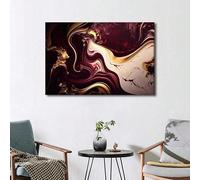 XINBAO Impression sur toile murale avec texture de marbre doré, œuvre d'art abstraite pour décoration murale (50 x 75 cm, sans cadre)