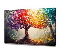 XINBAO Impression sur toile représentant un arbre de vie, un cœur arc-en-ciel, une fleur vintage, 30 x 45 cm, sans cadre