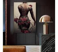 XINBAO Impression sur toile représentant une femme sexy, motif floral, décoration murale pour chambre à coucher, art, impression sur toile, photo murale 21 x 30 cm, avec cadre