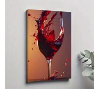 XINBAO Impression sur toile, tableau avec éclaboussures de vin rouge, gobelet, ombre réaliste, décoration murale (21 x 30 cm, sans cadre)