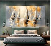 XINBAO Impressions sur toile de voiliers abstraits, peinture à l'huile, art mural de voile, peinture de voile minimaliste, décoration murale de luxe, impressions 20 x 40 cm sans cadre