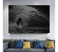 XINBAO Impressions sur toile représentant une femme sexy, silhouette de fille parapluie, décoration murale, images sur toile 50 x 70 cm avec cadre