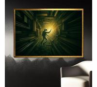 XINBAO « Le Labyrinthe de l'Horizon des Événements » explore l'isolement et le mystère dans un labyrinthe cosmique surréaliste. Décoration murale sur toile (60 x 90 cm/sans cadre).